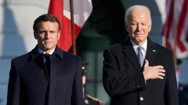 President Biden welcomes Emmanuel French President Macron to the White House.